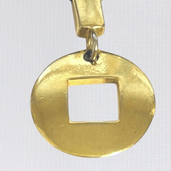 Soho Design Necklace Gold Tone Pendant Geometric Long Paperclip Link Chain 34" - Picture 9 of 11